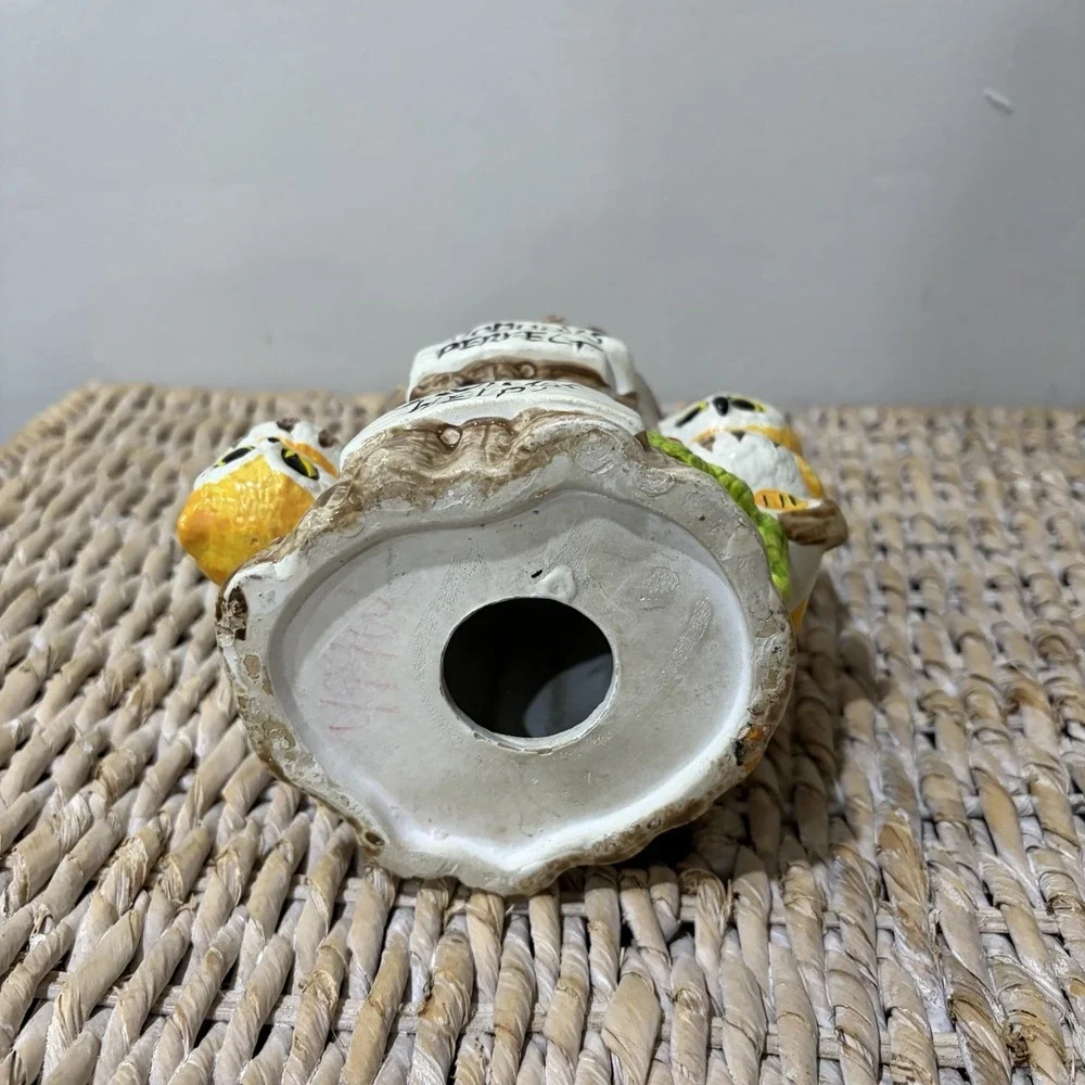 Vintage Enesco Owl Coin Bank Ceramic‎ Hand Painted Nobody's Perfect Savings Help